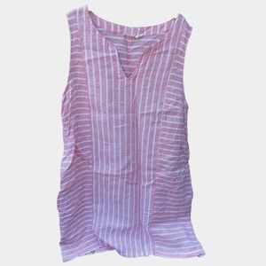 Sigrid Olsen 100% linen faded coral color knee length dress sz XL with pockets